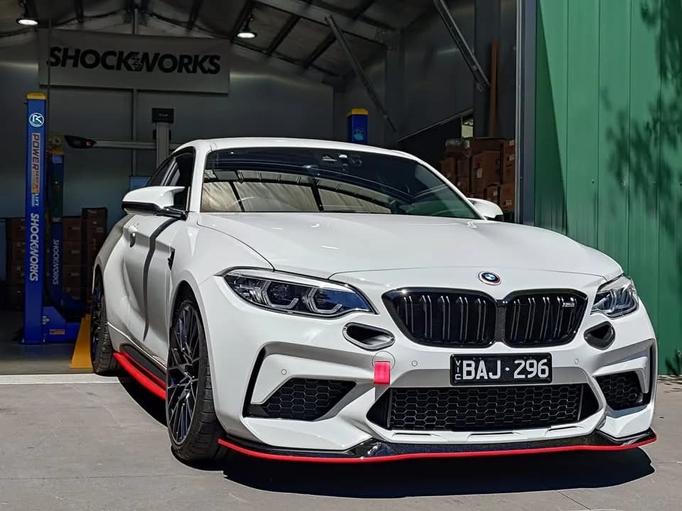 "Just another road registered race car"
Max brought us his M2 competition for an adjustable arm upgrade to eliminate the factory soft bush deflection, and improve geometry.