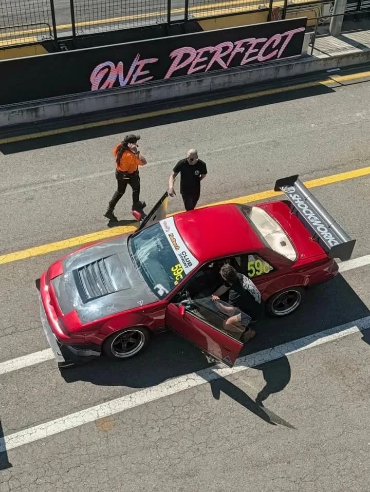 Shockworks' S13 #59c went off track today at WTAC
First and most importantly our driver Andrew's okay.